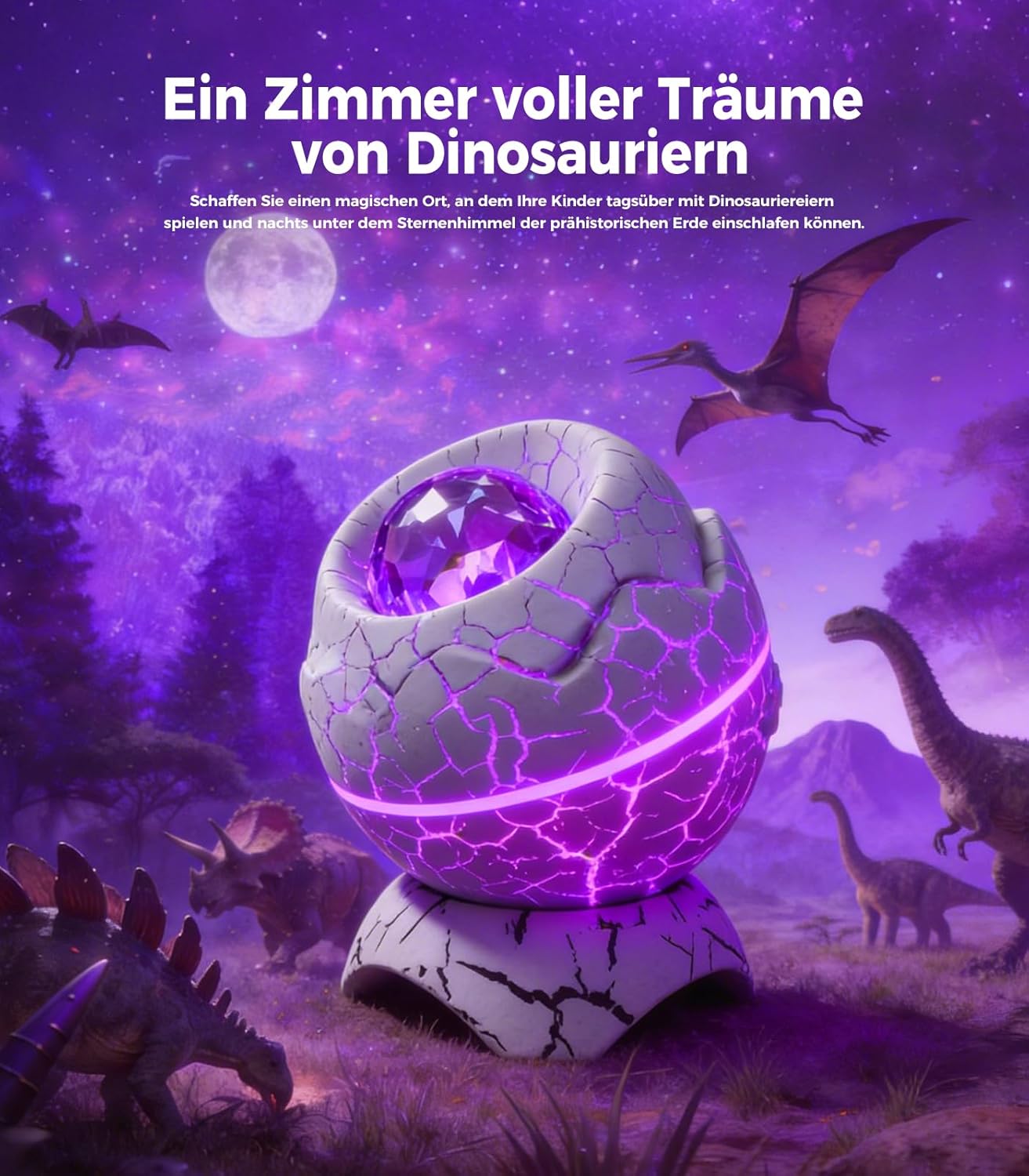 Thumbnail 4 de MOLEKSDAL Dinosaurier-Ei Galaxy Sternprojektor mit Nebel, Timer & Fernbedienung (Mini) – Sternennachtlicht für Schlafzimmer