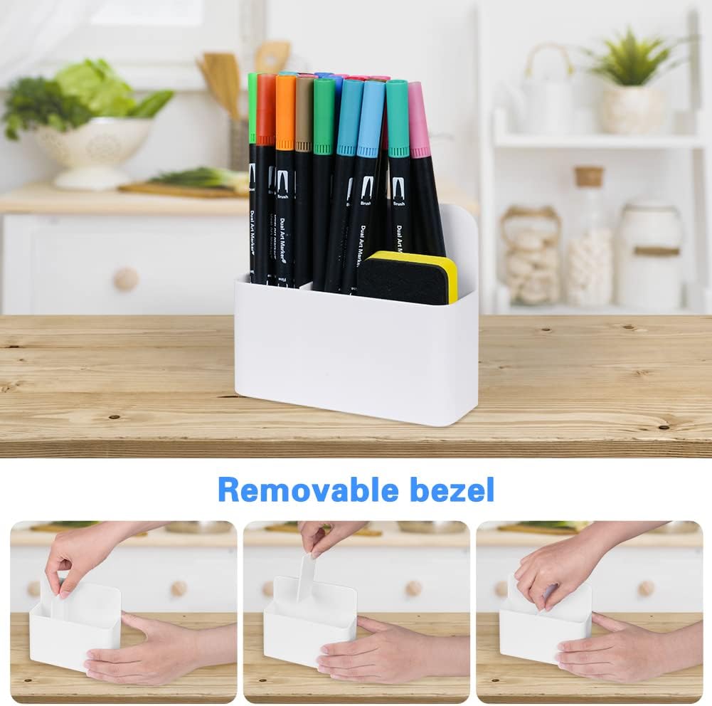 Detalle de OFFCUP Porta Pennarelli e Portamatite Magnetico: organizer magnetico in plastica ABS per scuola, ufficio e cucina