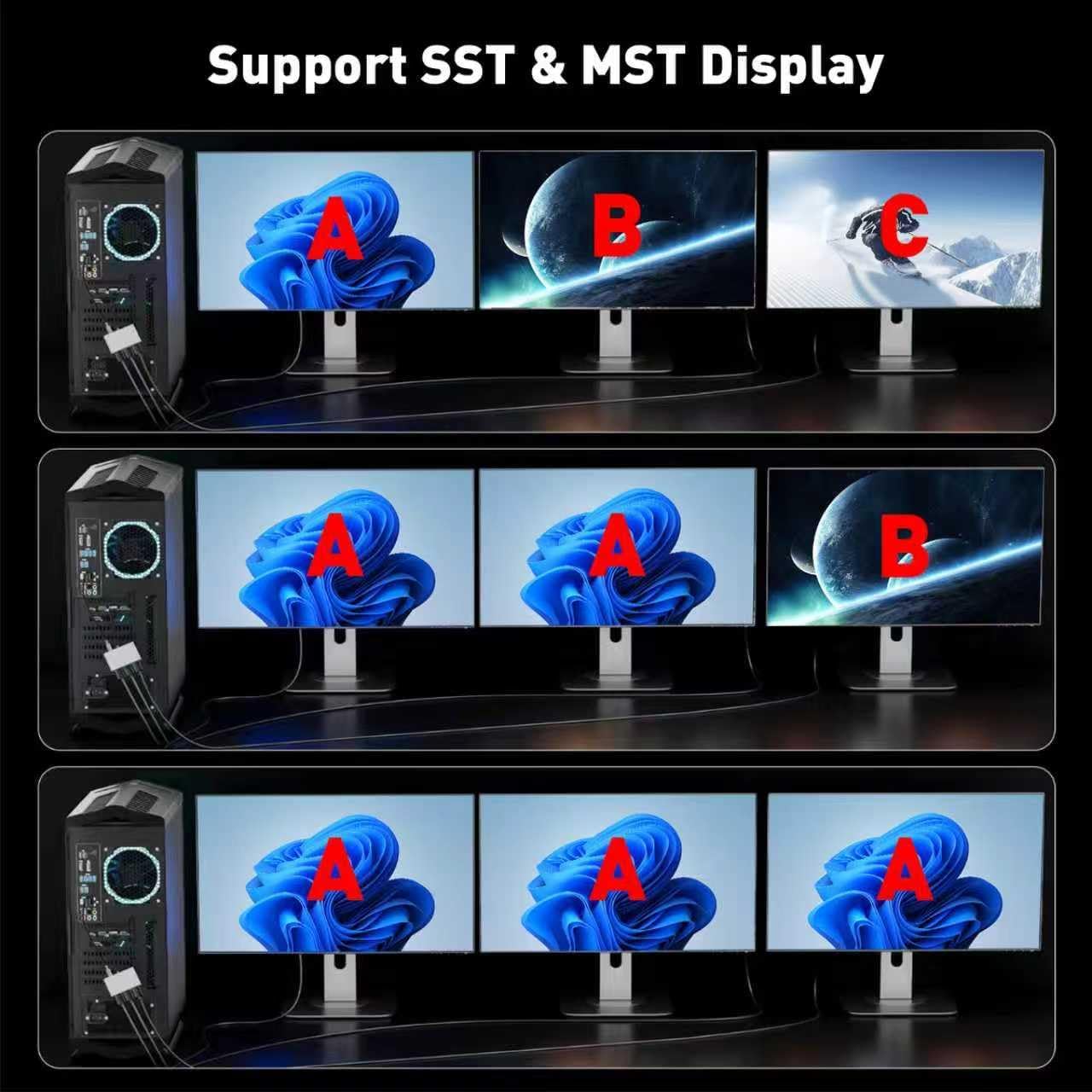 Thumbnail 3 de UANTIN DisplayPort MST splitter 1 to 3