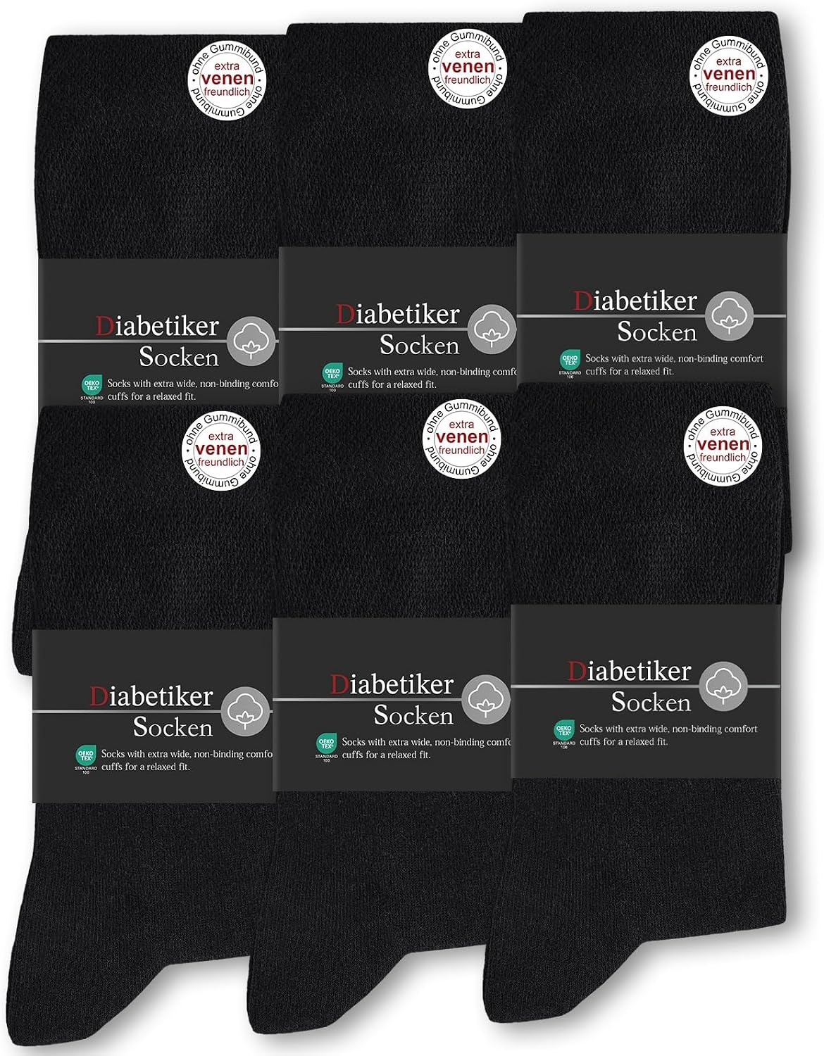 Detalle de SockWaddles diabetessokken, 6 paar, 97% katoen, naadloos, maat 35–50