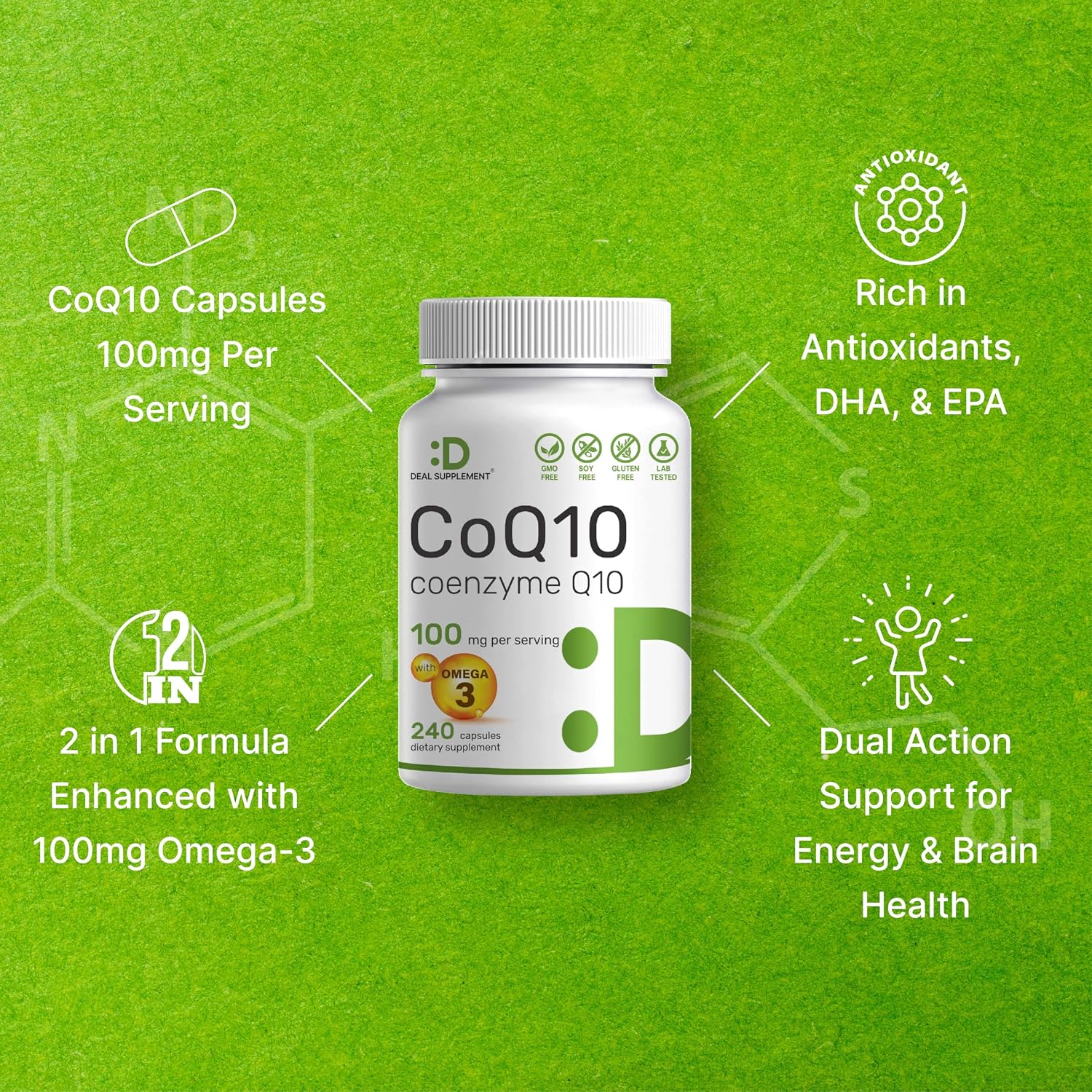 Detalle 2 de DEAL SUPPLEMENT CoQ10 supplement 100 mg