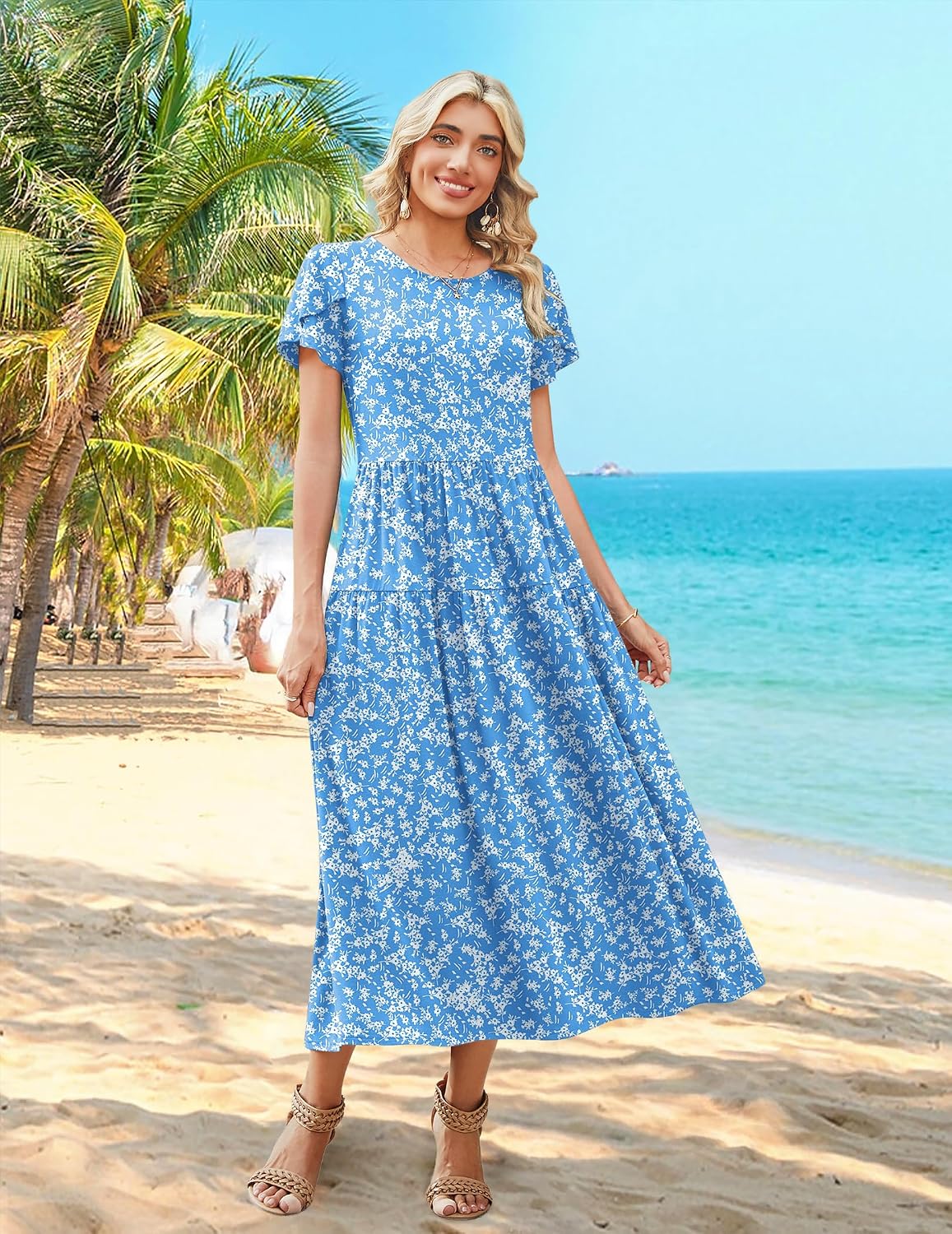 Detalle 2 de Zeagoo Summer Dresses for Women 2026 Maxi Bohemian Floral Dress