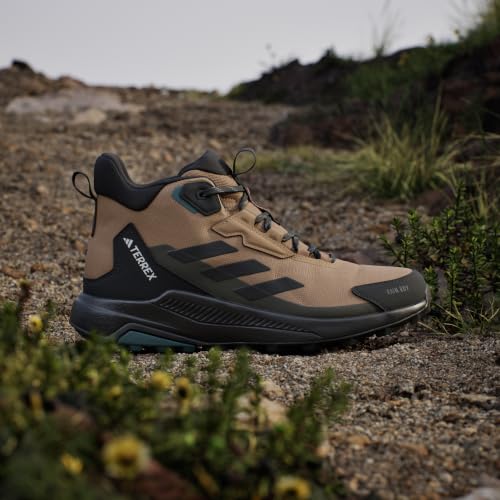 Detalle de adidas Herren Terrex Anylander Mid Rain.Rdy Wanderschuh – Cardboard/Core Black/Shadow Olive, EU 43 1/3