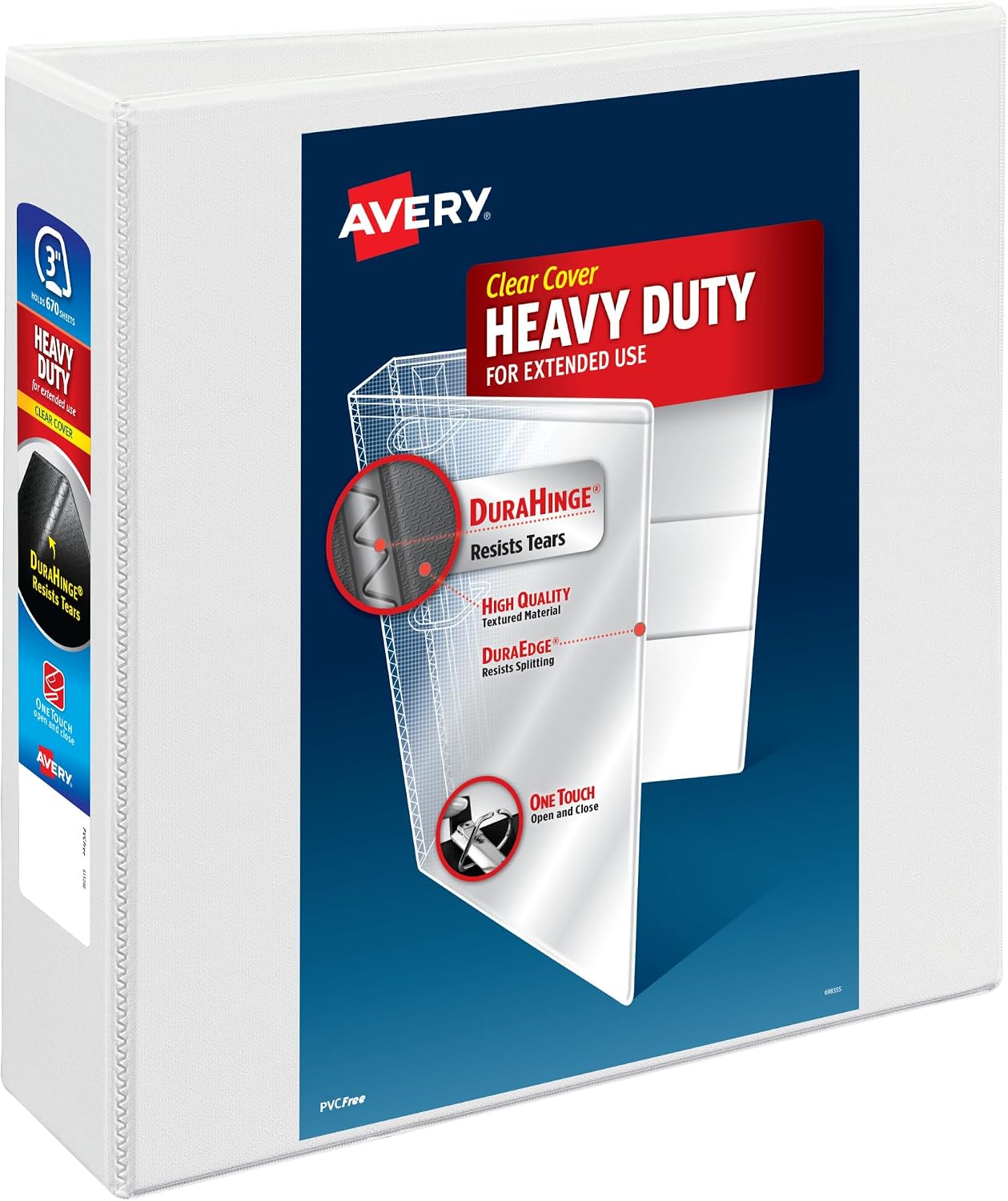 Detalle de Avery 79193 Heavy-Duty 3-Ring Binder, 3-Inch EZD Rings, White