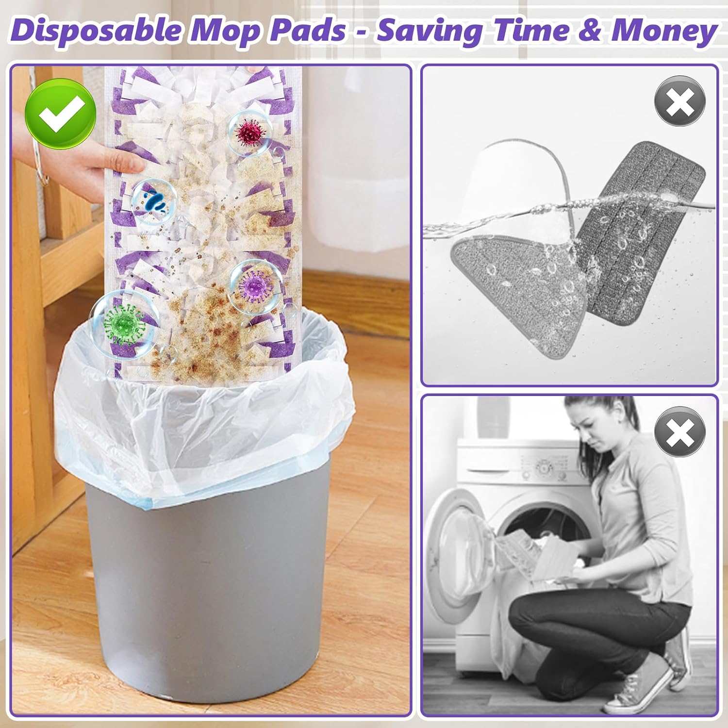 Detalle de EHADOO Mop Pads Refills for Swiffer Power Mop: 20-Pack Wet/Dry Disposable Pads for Multi-Surface Cleaning