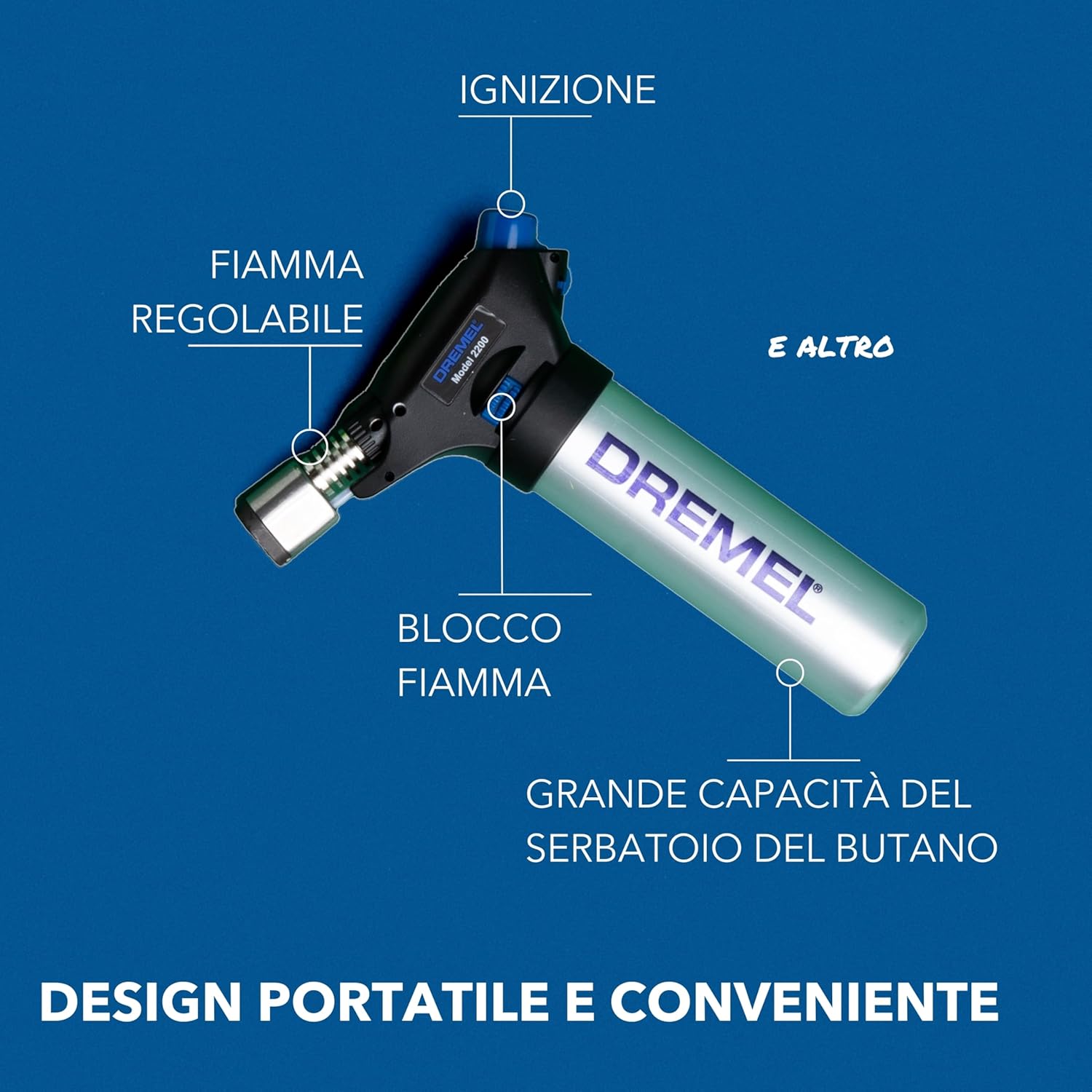 Thumbnail 2 de Dremel Saldatore a gas butano stazionario Versaflame 2200: pistola termica senza fili per saldare, piegare tubi e restringere
