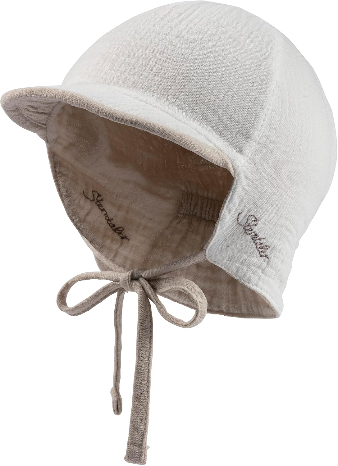 Detalle de Sterntaler Schirmmütze Nacken Wende – UV50+ Musselin-Babyhut mit Nackenschutz