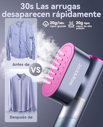 Detalle 2 de Plancha de vapor de viaje Jack & Rose: voltaje mundial, calentamiento en 15 s y 3 modos de planchado