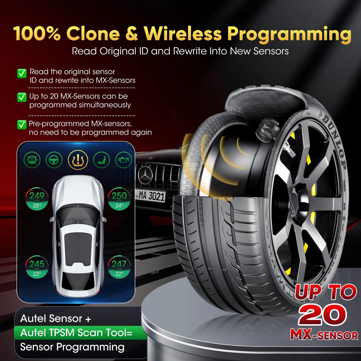 Thumbnail 2 de Autel MX Sensor 4-in-1 Dual Frequency 315/433MHz with Press-In Valve