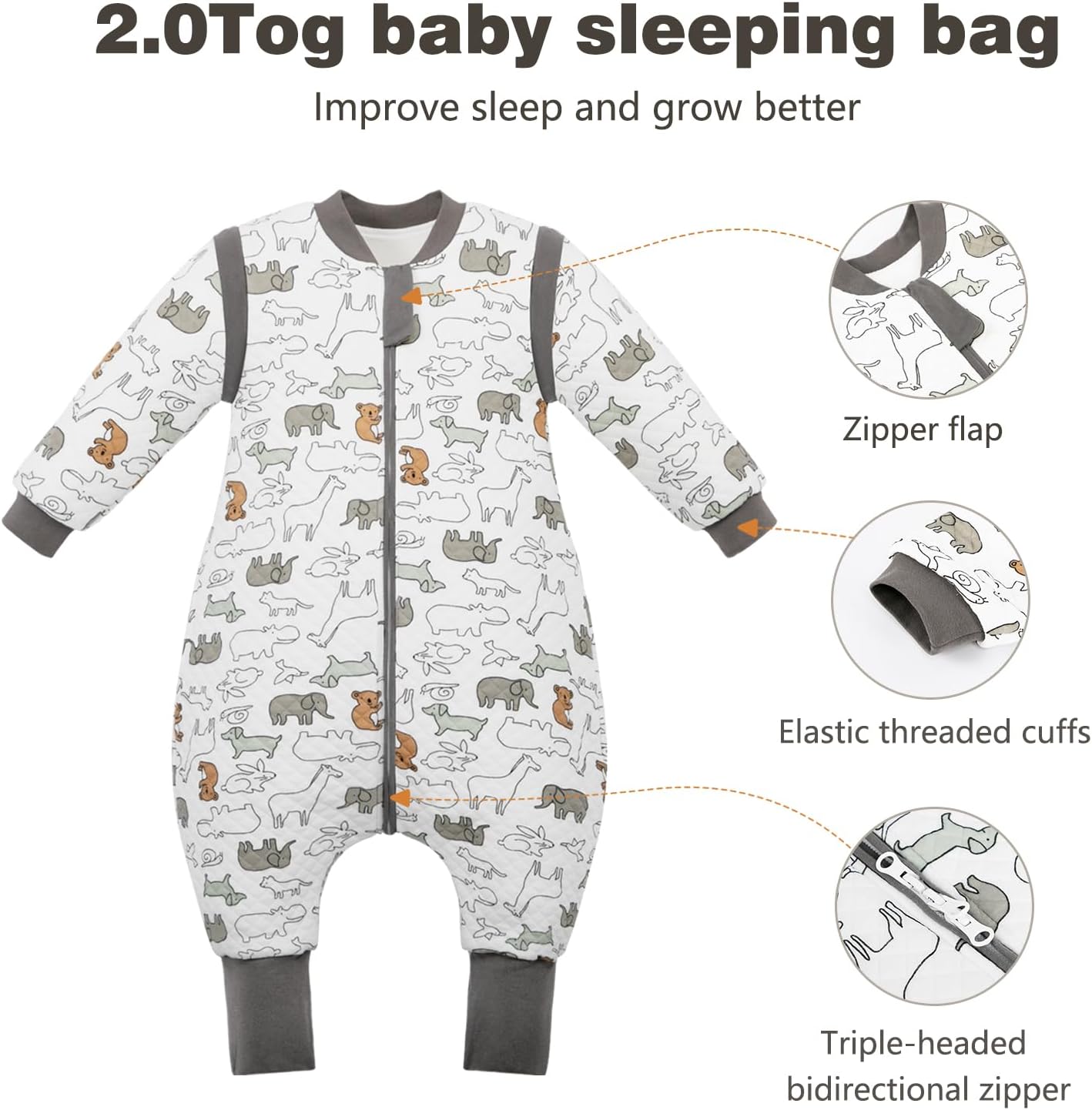 Detalle de MIKAFEN Baby Sleeping Bag with Feet 2.0 Tog 18–36 months