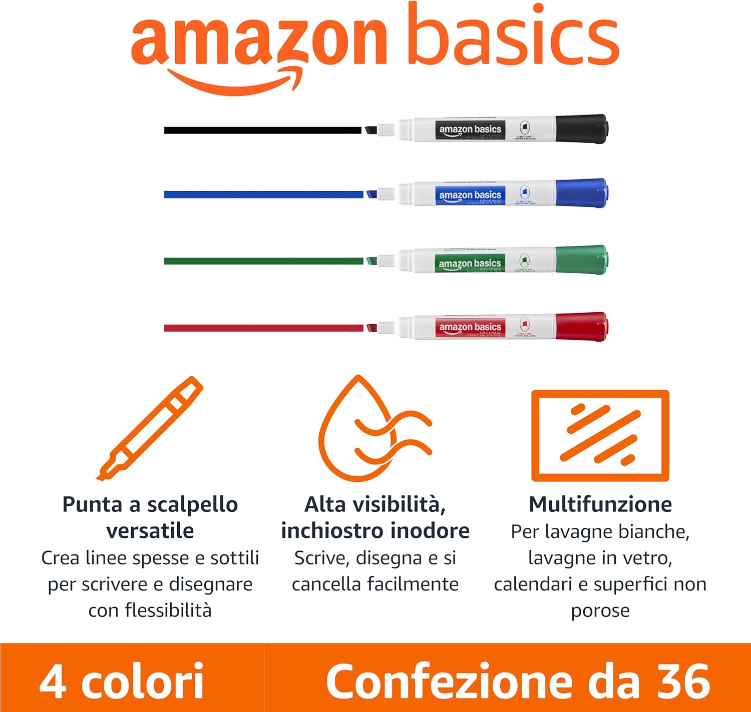 Thumbnail 1 de Amazon Basics Pennarelli lavagna 36 pezzi ✏️