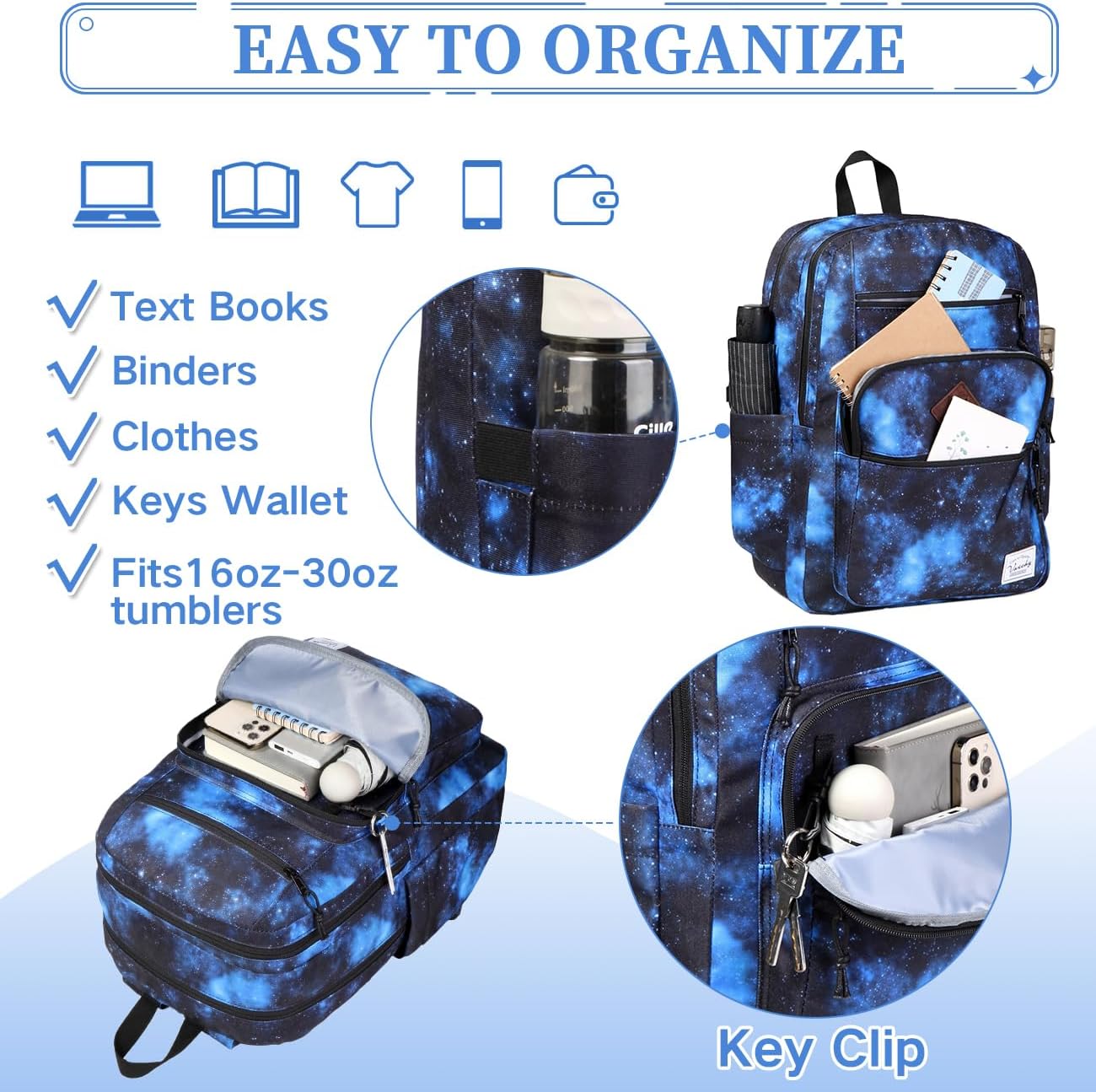 Thumbnail 4 de VASCHY 21L Lightweight School Backpack (water-resistant, 15.6 inch) for teens and adults