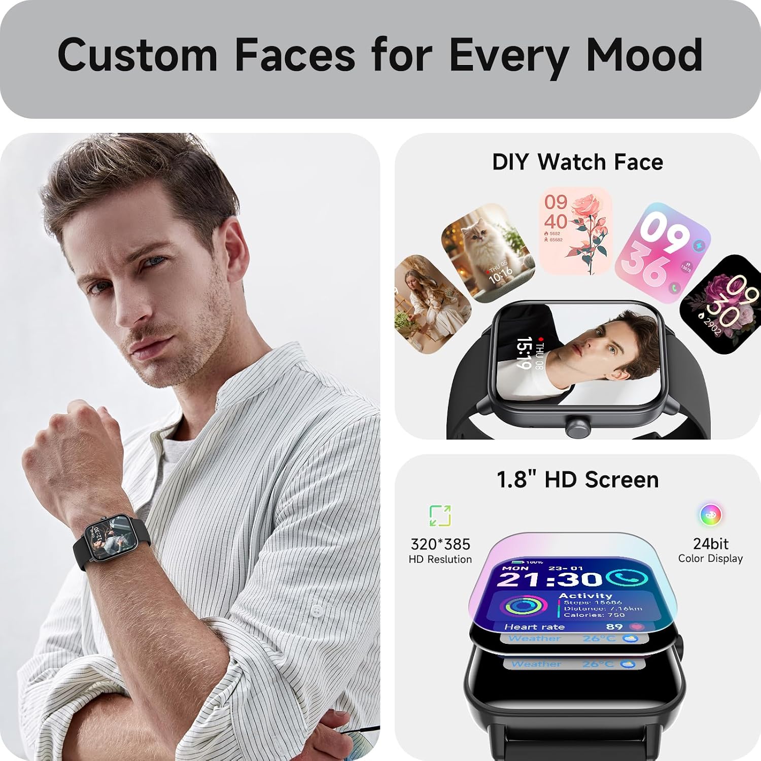 Thumbnail 5 de AEAC Smart Watch for Men 1.8 AI Alexa Built-in