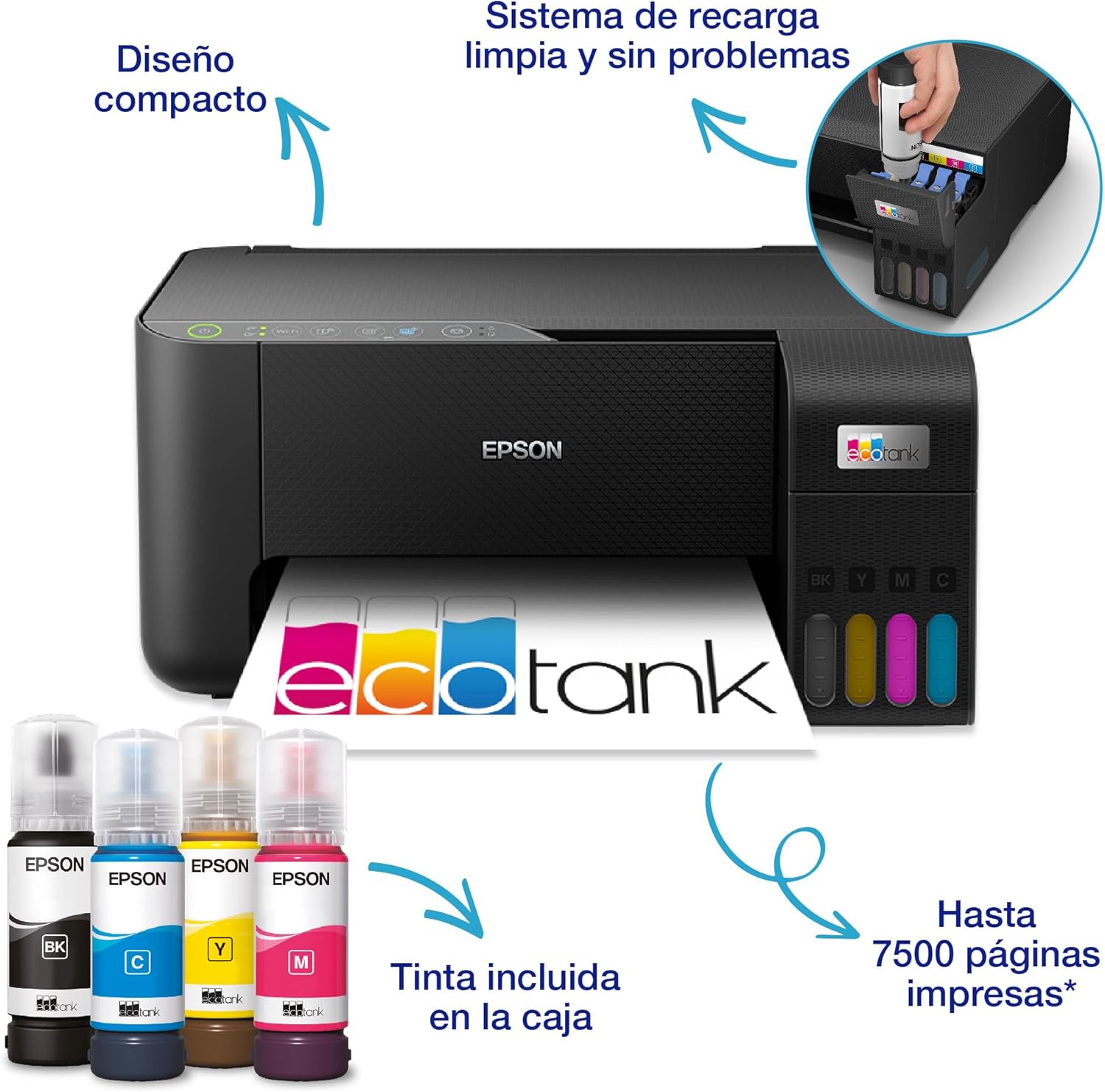 Detalle 2 de Epson EcoTank ET-2862: Impresora Multifunción A4 Wi-Fi 🖨