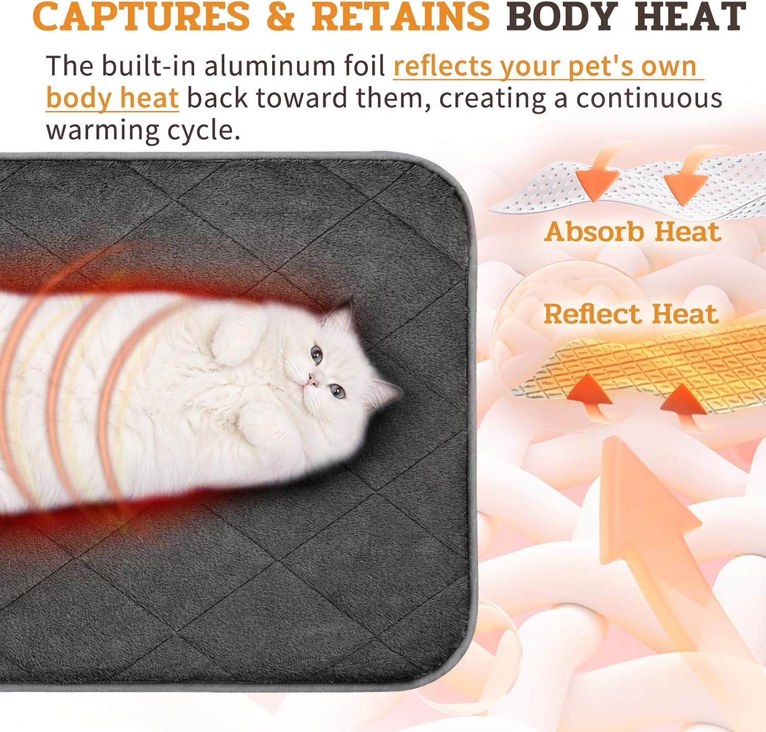Detalle 1 de NWK Self Warming Pet Mat-S, Small Black Thermal Mat, 20 x 16 in