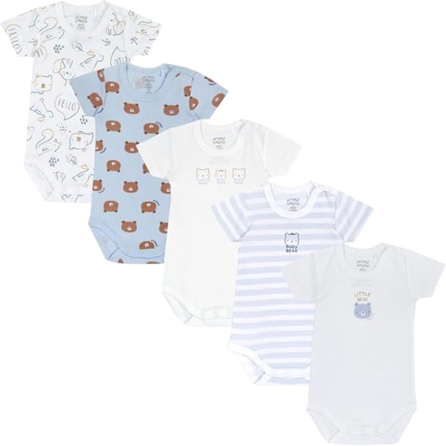 Lot de 5 bodies bébé garçon coton 0-24 mois