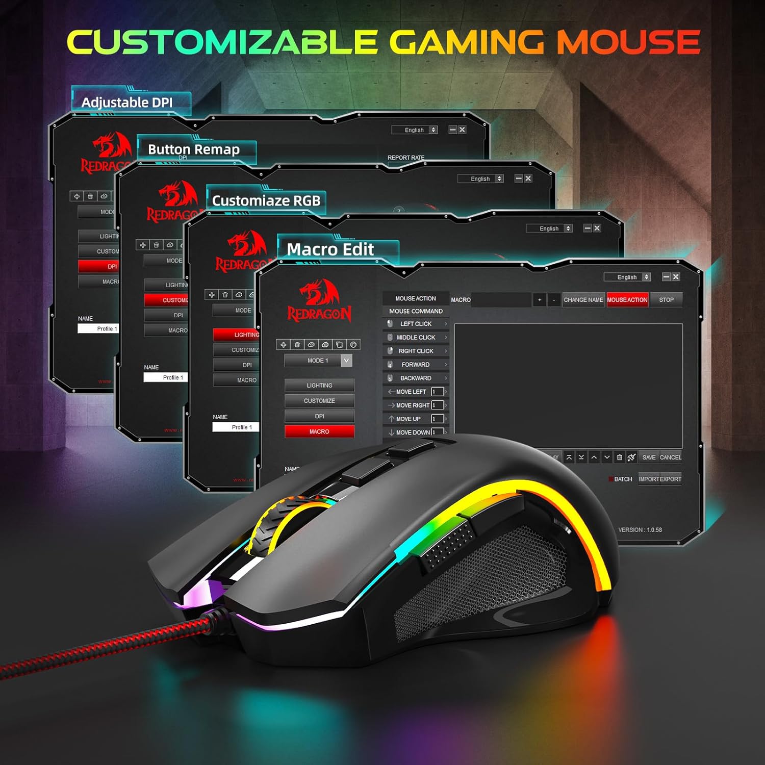 Thumbnail 5 de Redragon M602 7200 DPI ergonomic gaming mouse