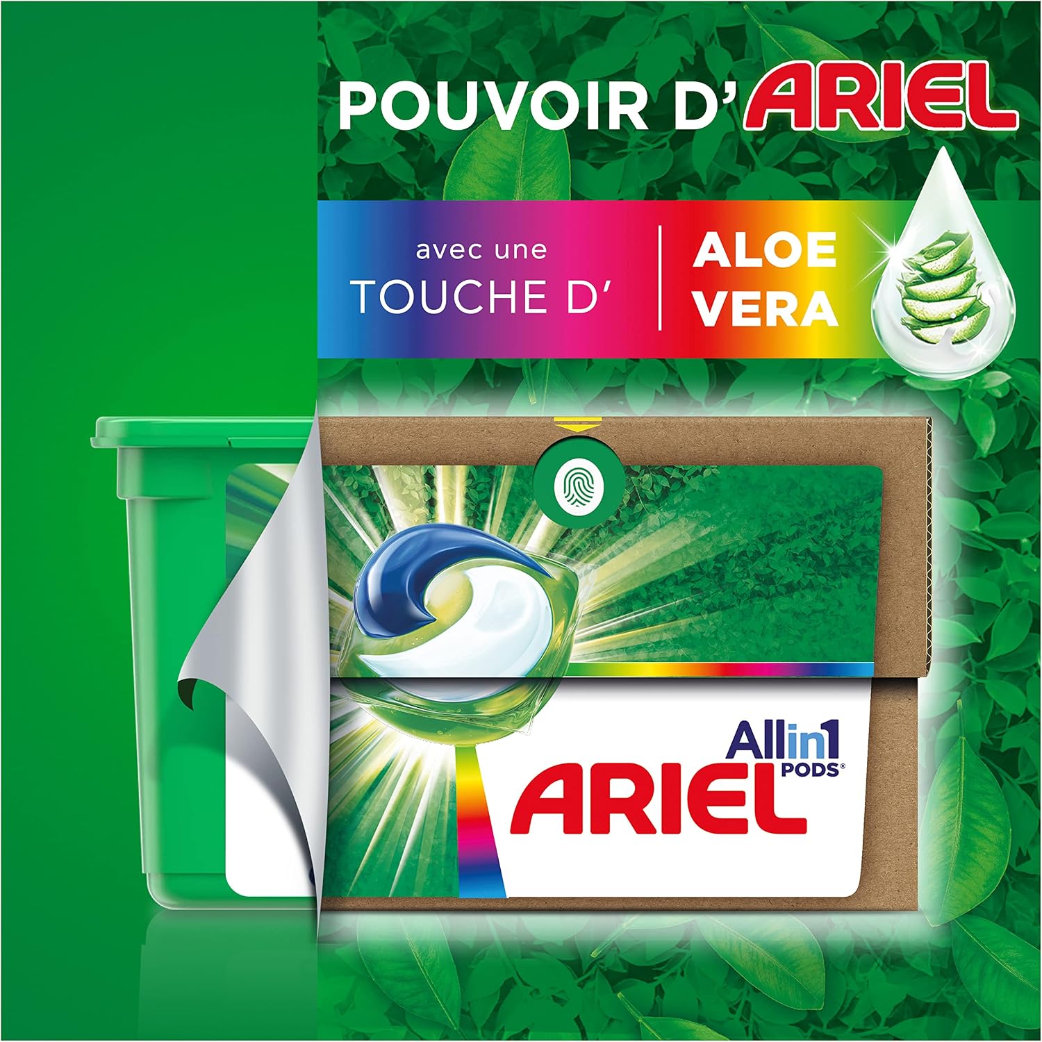 Detalle de Ariel All-in-1 PODS Lessive en capsules liquide Fraîcheur + touche de couleur aloe vera (92 lavages)