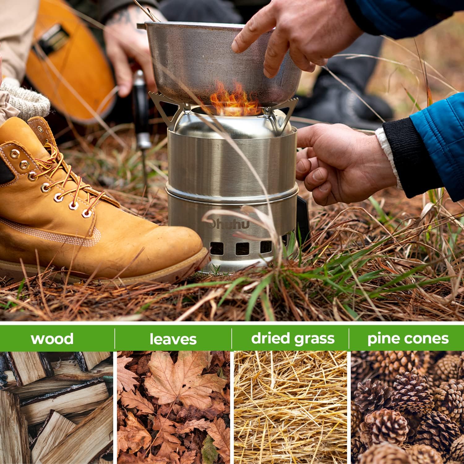 Detalle 2 de Hobo Kocher Camping Holzofen aus Edelstahl