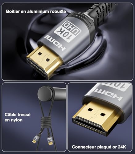 Thumbnail 7 de Sniokco Cable HDMI 2.1 Ultra Haute Vitesse 48 Gbps 1m certifié 8K/4K