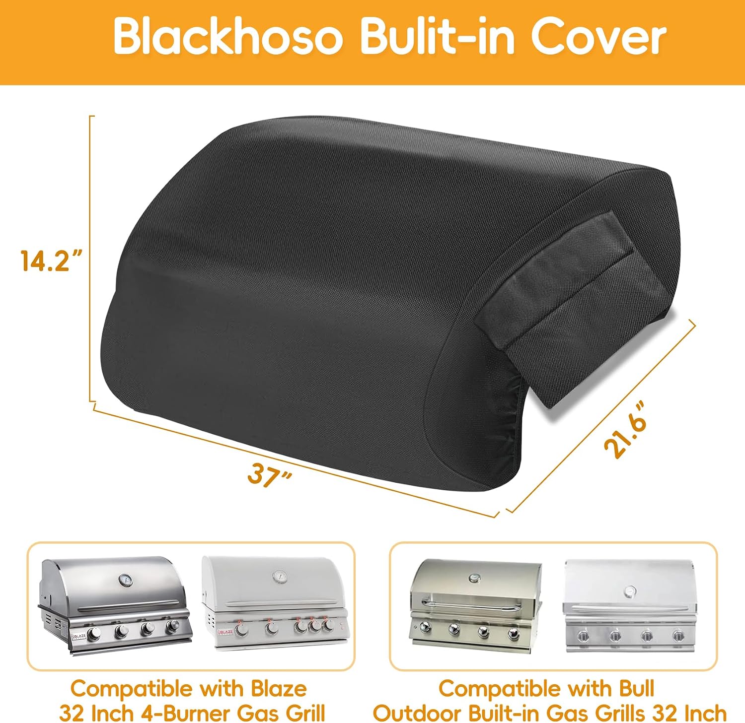 Detalle 2 de Blackhoso BLZ-32 Built-In Grill Cover, 37 x 21.6 x 14.2 in, Felt Backing