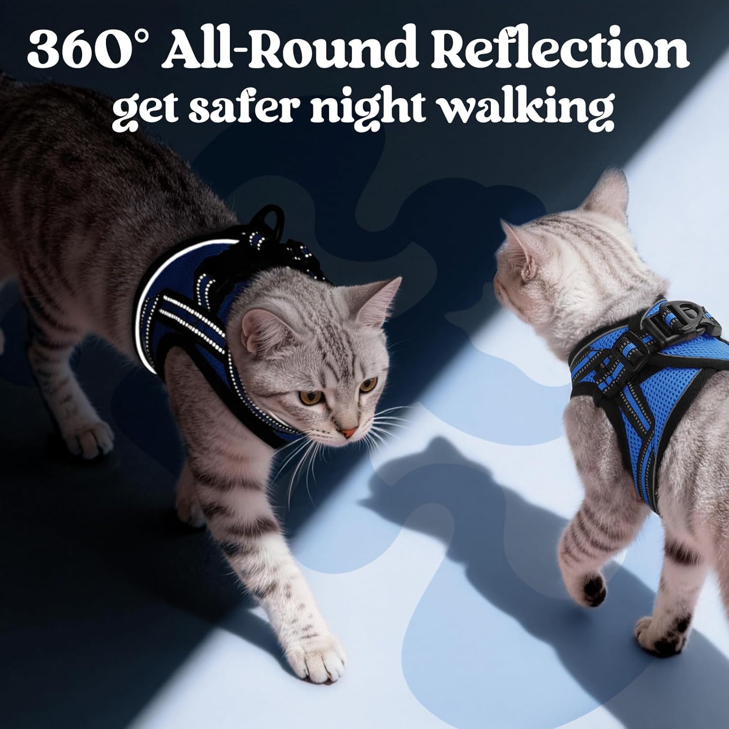 Detalle de rabbitgoo Cat Harness and Leash Set for Extra Small Cats: Escape-Proof Vest Harness with Reflective Strip (Blue, Large)