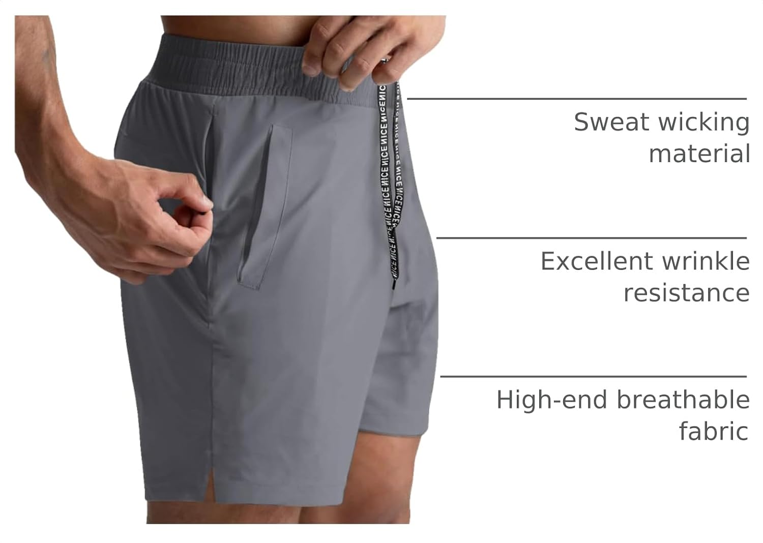 Detalle 2 de Lempue 2-Pack Men’s 5-Inch Athletic Shorts with Pockets (Quick-Dry Gym & Running)