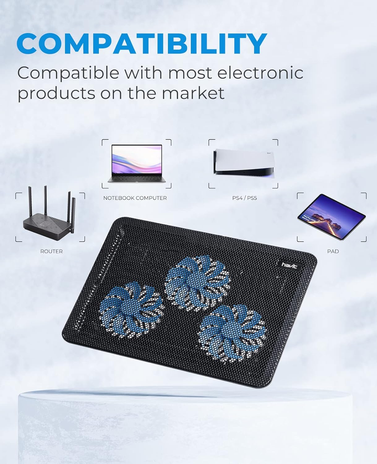 Detalle de havit HV-F2056 15.6-17 inch Cooling Pad