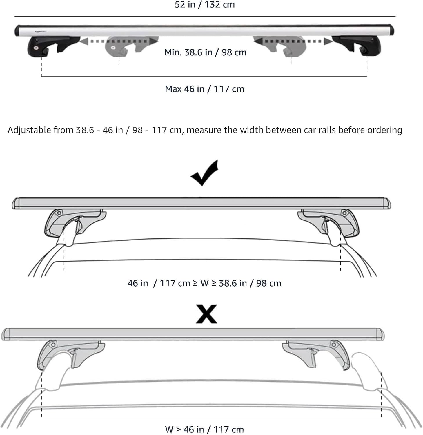 Detalle 2 de Amazon Basics belki dachowe 132 cm z aluminium, zamkiem i uszczelkami