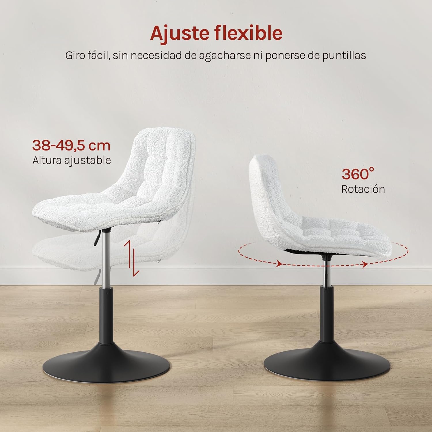 Detalle 2 de WOLTU BH408ws-1 Taburete tocador altura ajustable