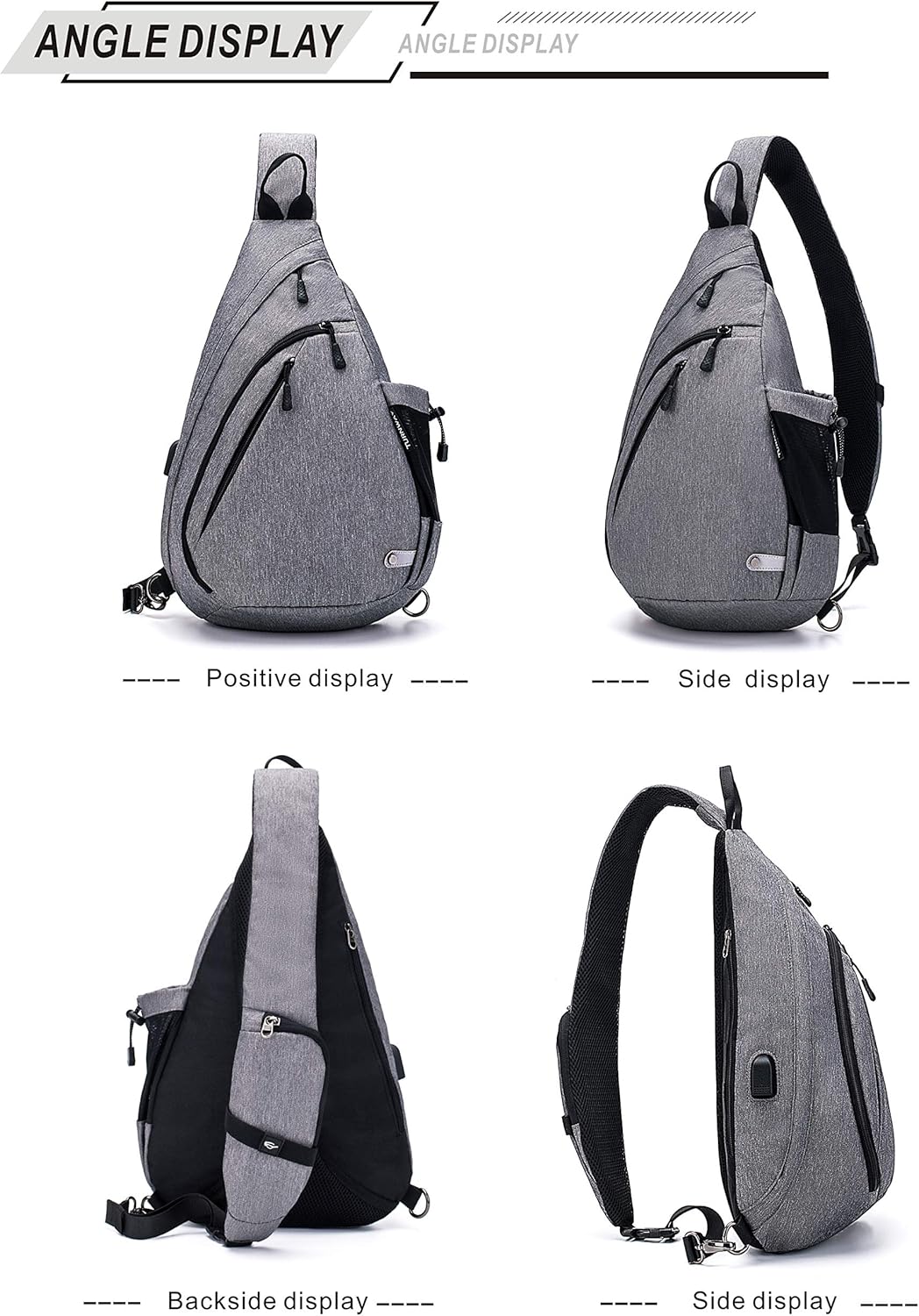 Detalle de TurnWay Sling Bag: Waterproof Crossbody with USB Port for Travel and Everyday Use