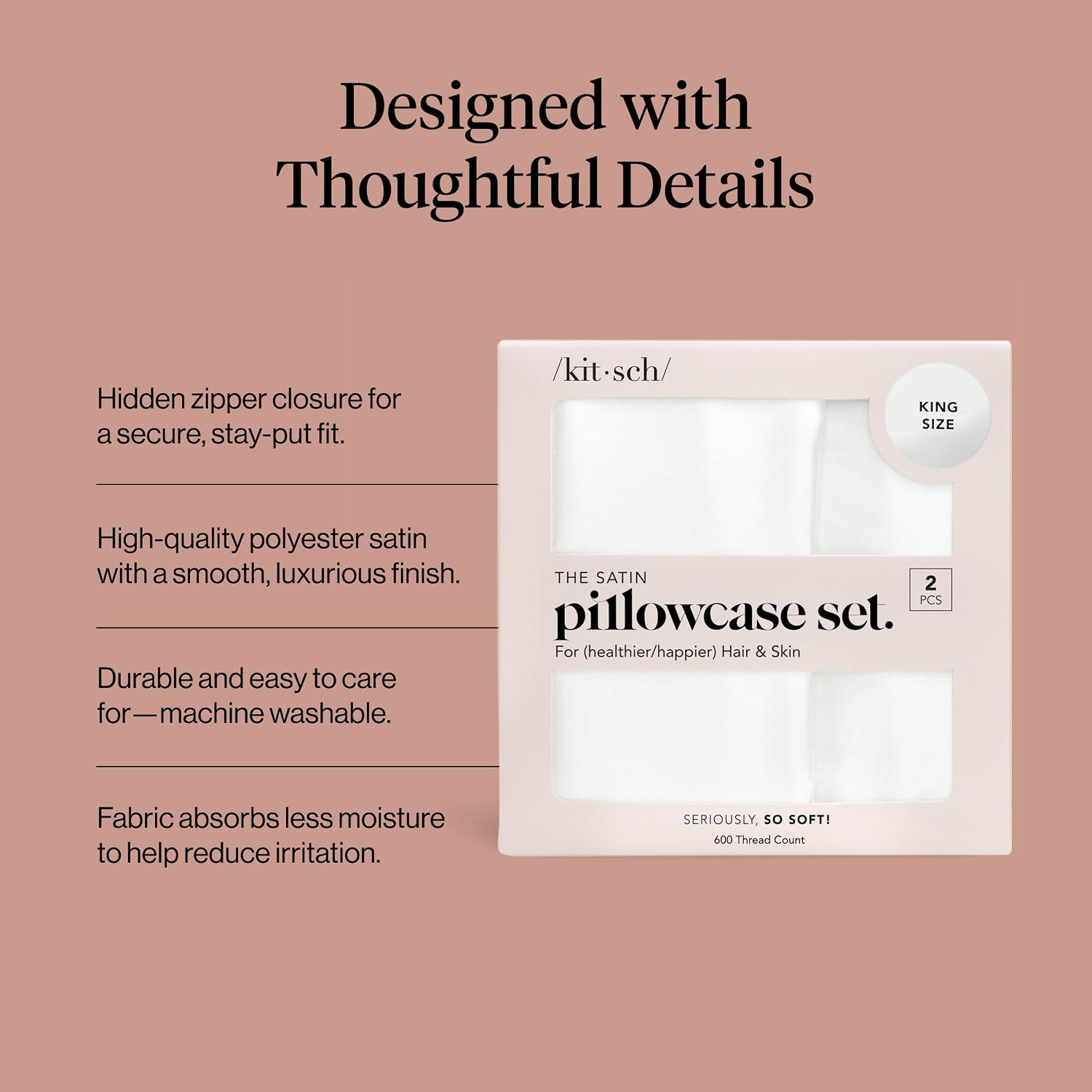 Detalle de Kitsch satin pillowcases, King size