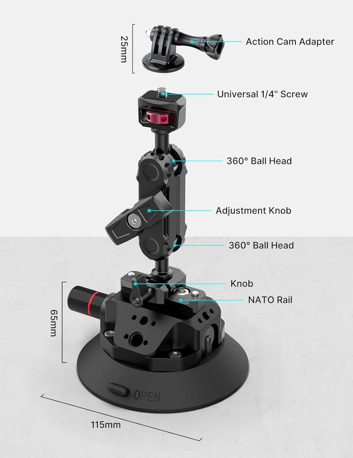 Thumbnail 3 de ULANZI SC-02 4.5" Camera Car Suction Cup Mount