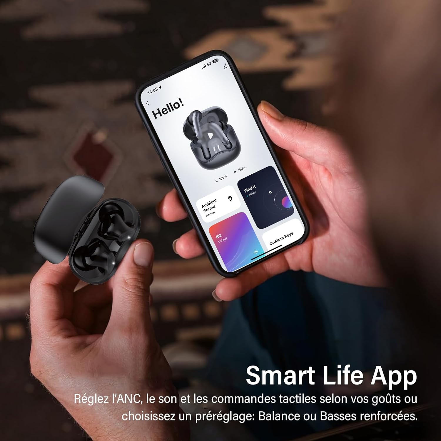 Thumbnail 6 de DUCOCUB Écouteurs sans Fil à Réducteur de Bruit Hybride ANC 45 dB, Bluetooth 5.4, App Smart Life, 49H d'autonomie et IPX7