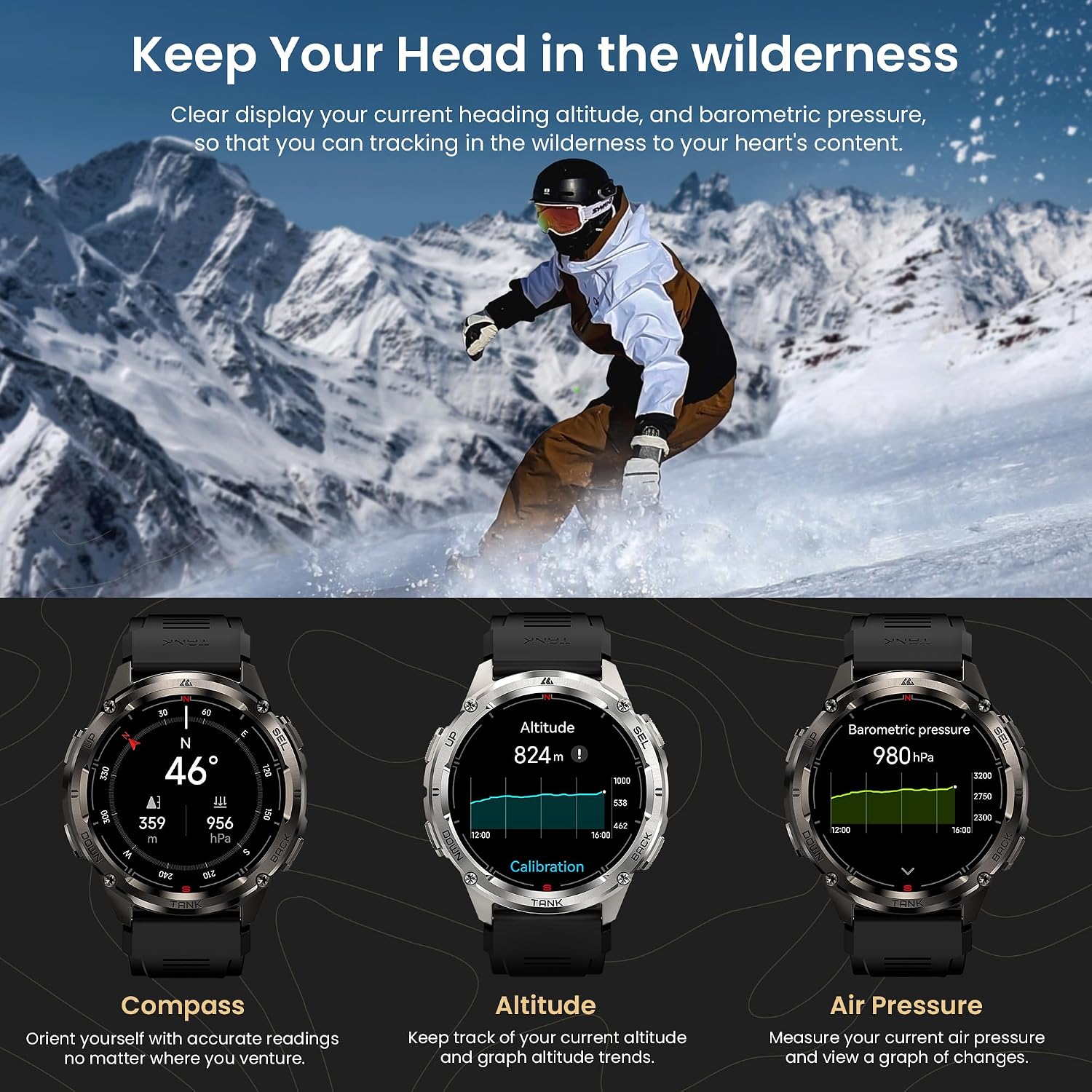 Detalle 2 de KOSPET TANK T3 Ultra 2 GPS Smart Watch for Men: Robust, feature-packed wearable
