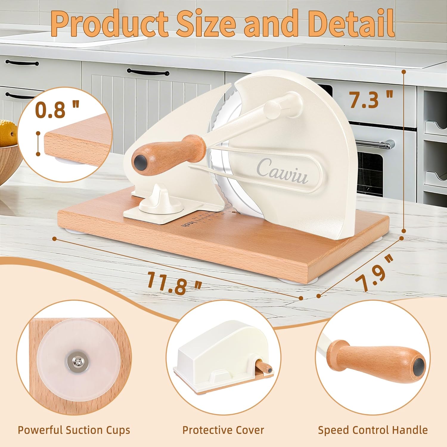 Thumbnail 1 de CAWIU Upgraded Manual Bread Slicer for Homemade Sourdough — Adjustable Thickness Cutter with Hand Crank