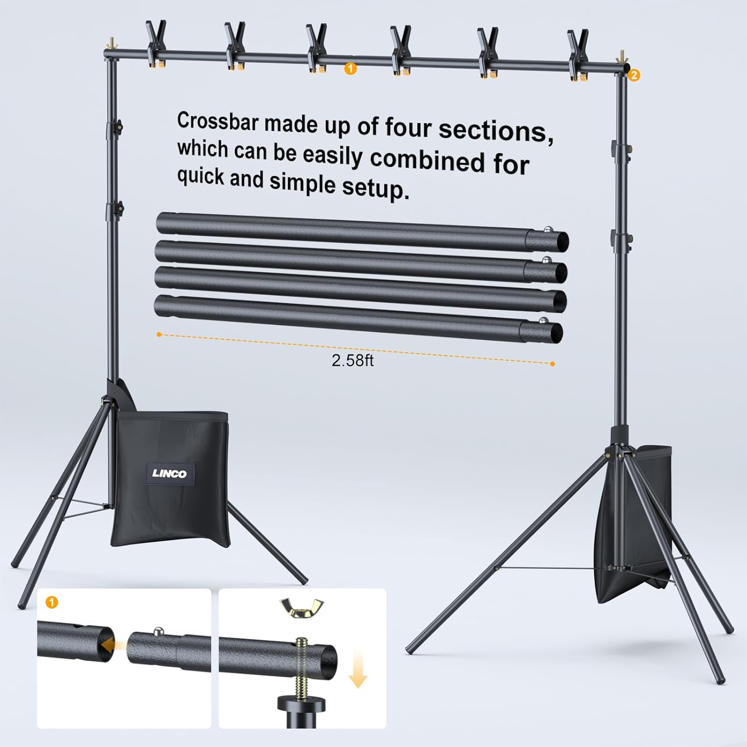 Detalle 2 de LINCO Backdrop Stand Kit 10x7 ft backdrop support