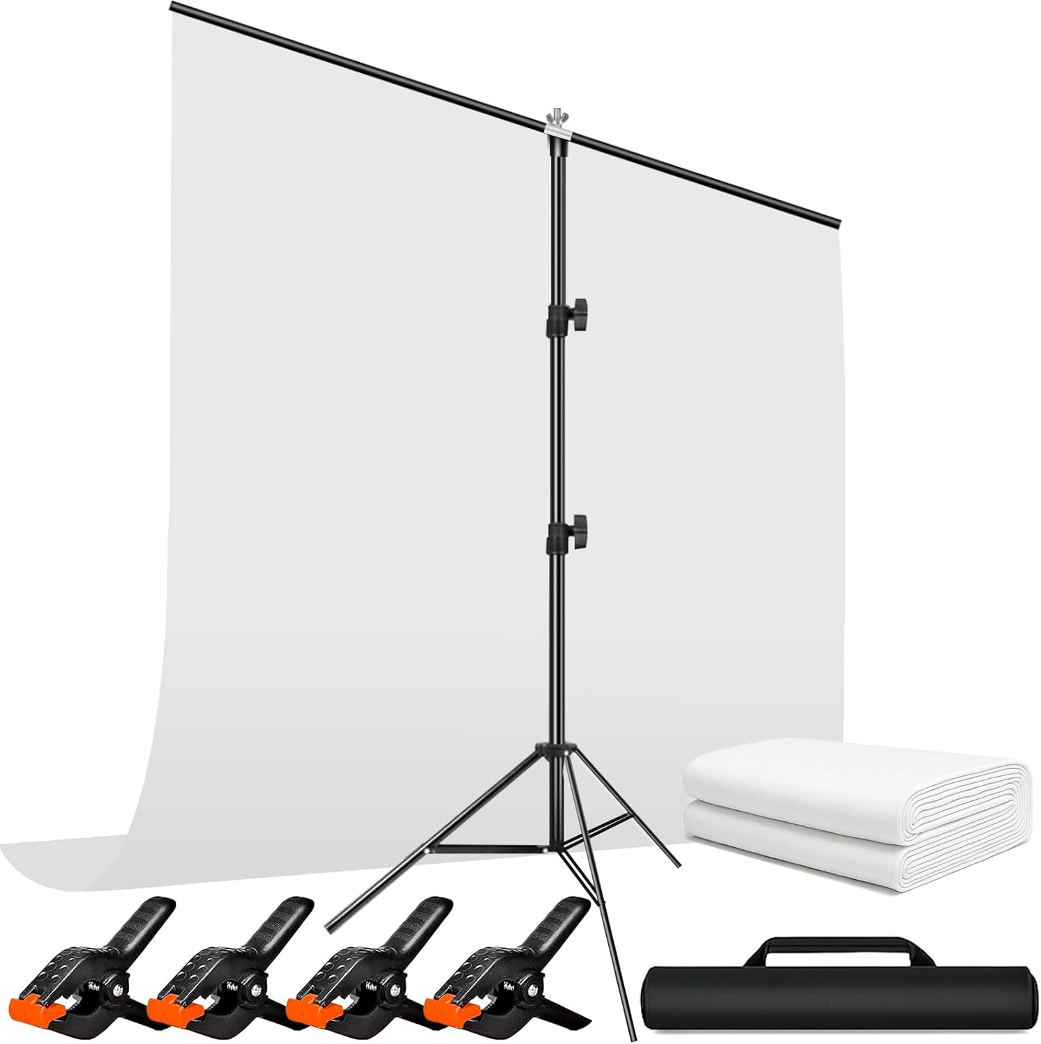 Detalle de Heysliy 2x2M Black Screen Backdrop with Stand – Stable T-Stand Kit for Streaming, Photo & Video
