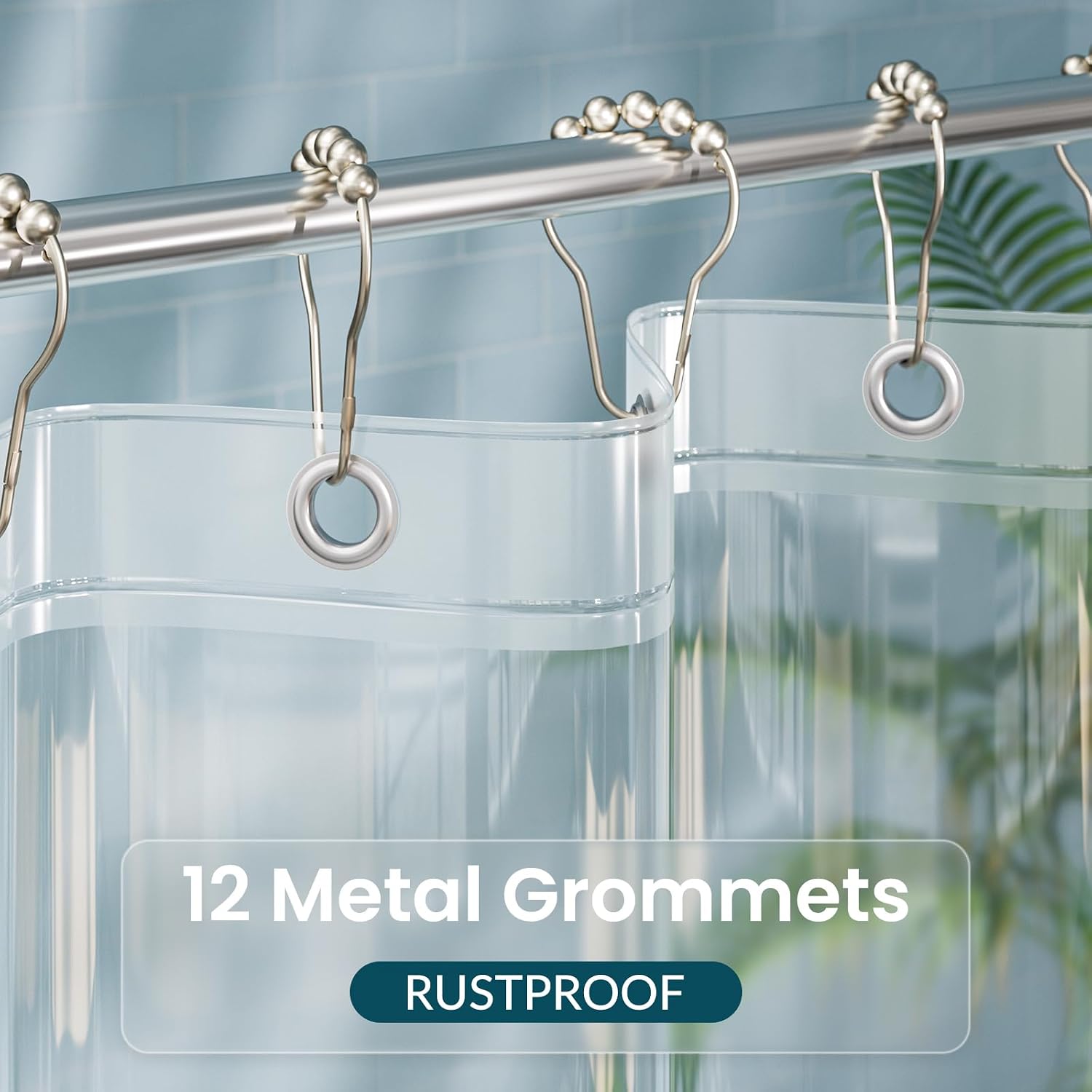Detalle de Titanker 1 Clear PEVA Shower Curtain Liner, 72 x 72 Inches, with Magnets
