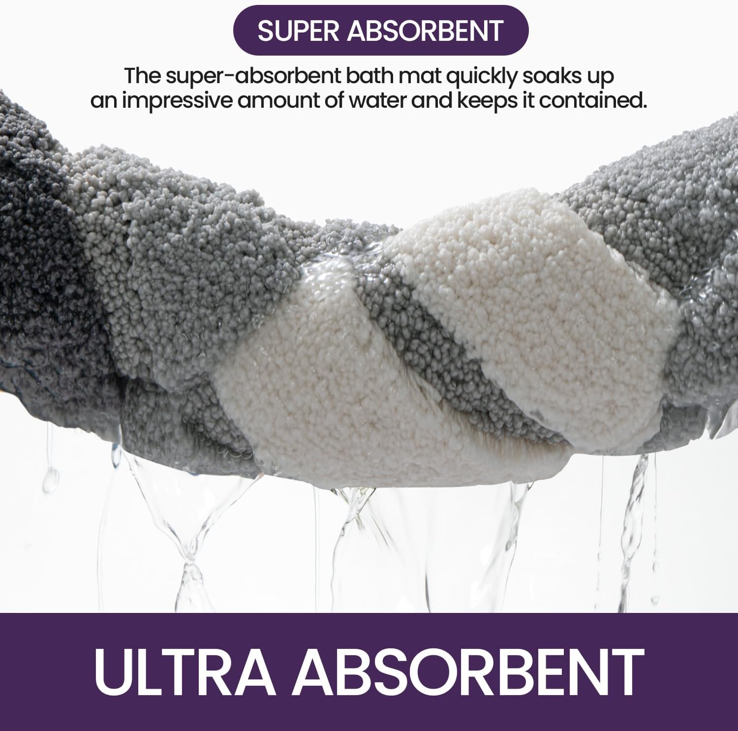 Thumbnail 3 de DEXI Bath Mat 50 x 80 cm in grey — extra soft, extra absorbent microfiber with non-slip TPR backing