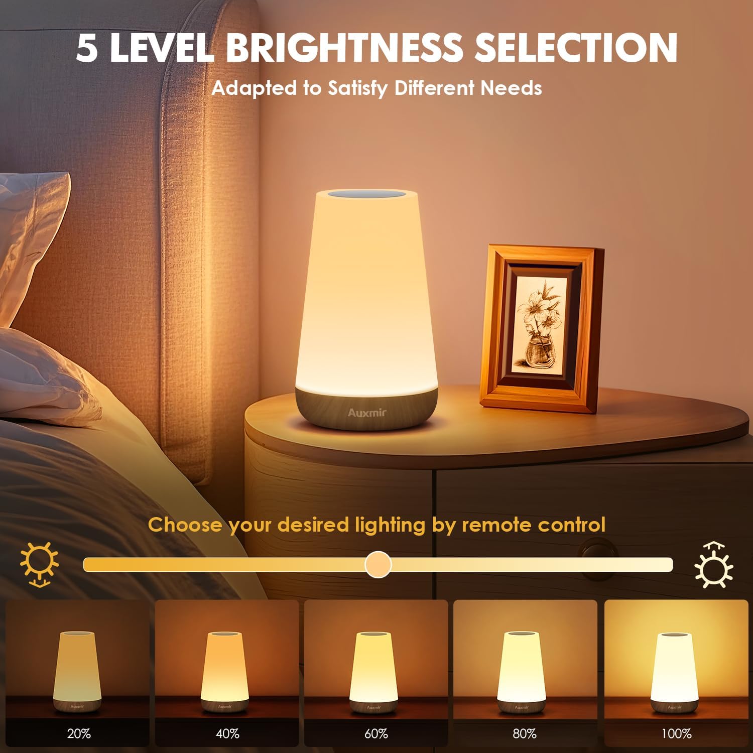Thumbnail 1 de Auxmir Touch dimmbare Nachttischlampe mit RGB-Wechsel, Fernbedienung & USB-Akku