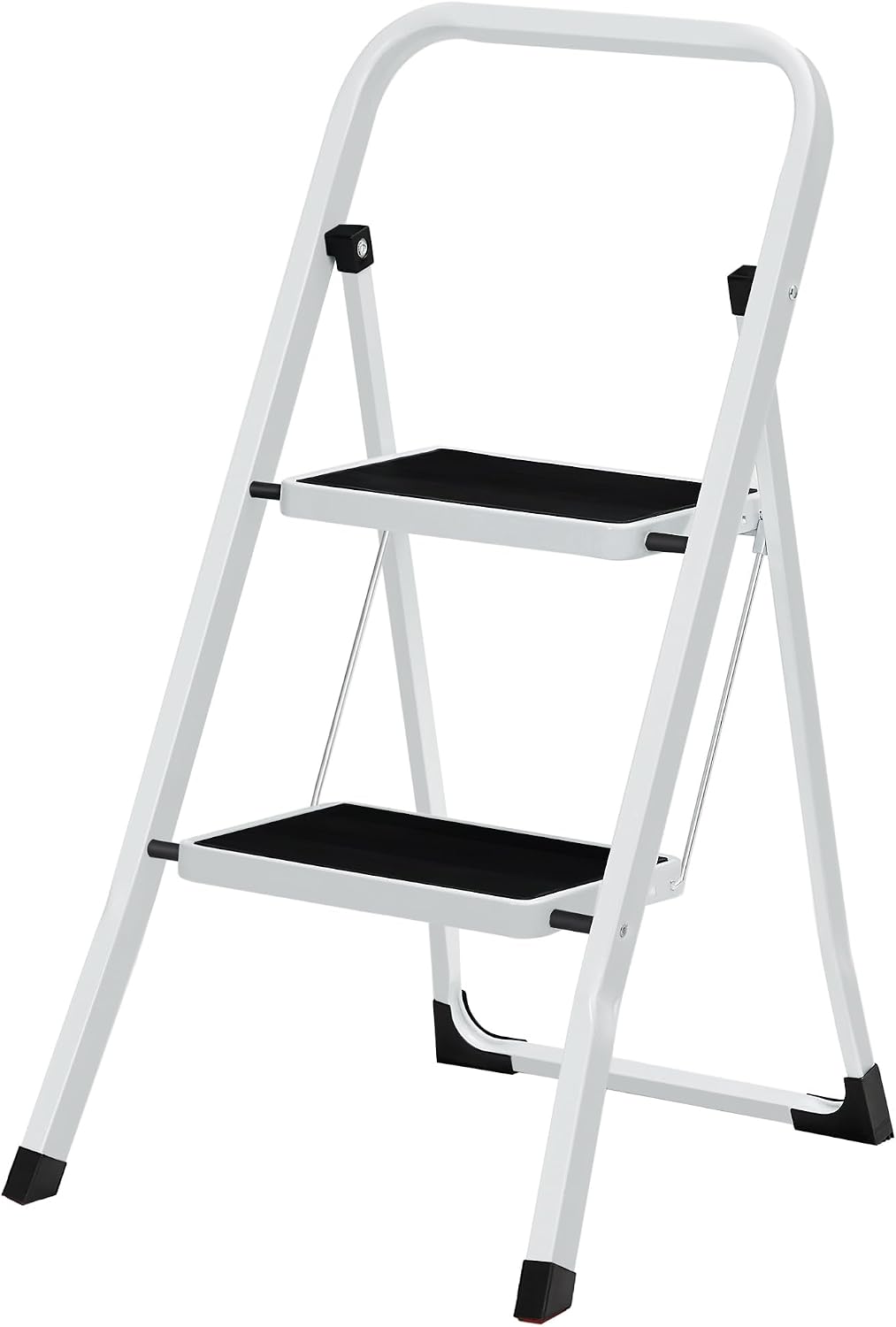 Detalle de SONGMICS UGSL12WT 2-Step Folding Step Ladder, Cloud White, 330 lb Capacity