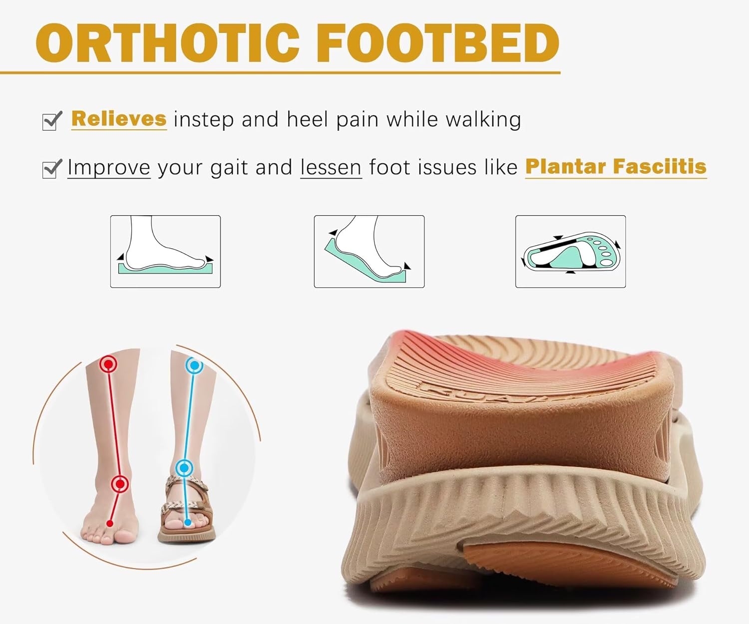 Thumbnail 3 de KuaiLu Women’s Orthopedic Walking Sandals with Arch Support for Plantar Fasciitis Relief