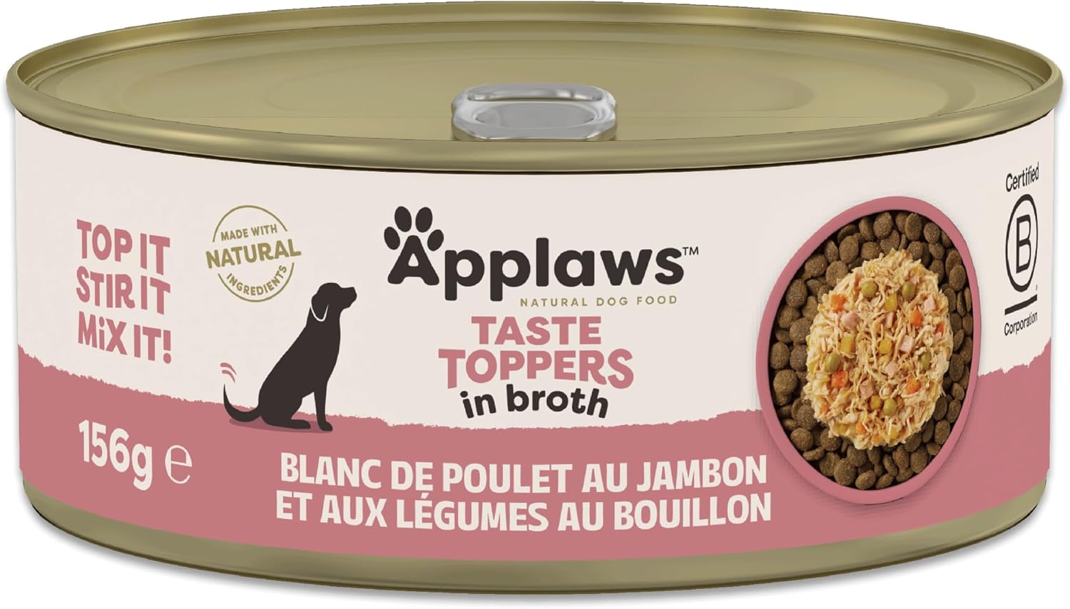 Detalle de Applaws Lot de 12 boîtes Nourriture Humide 100% Naturelle pour Chien – Poitrine de poulet avec jambon et légumes en bouillon, 156 g