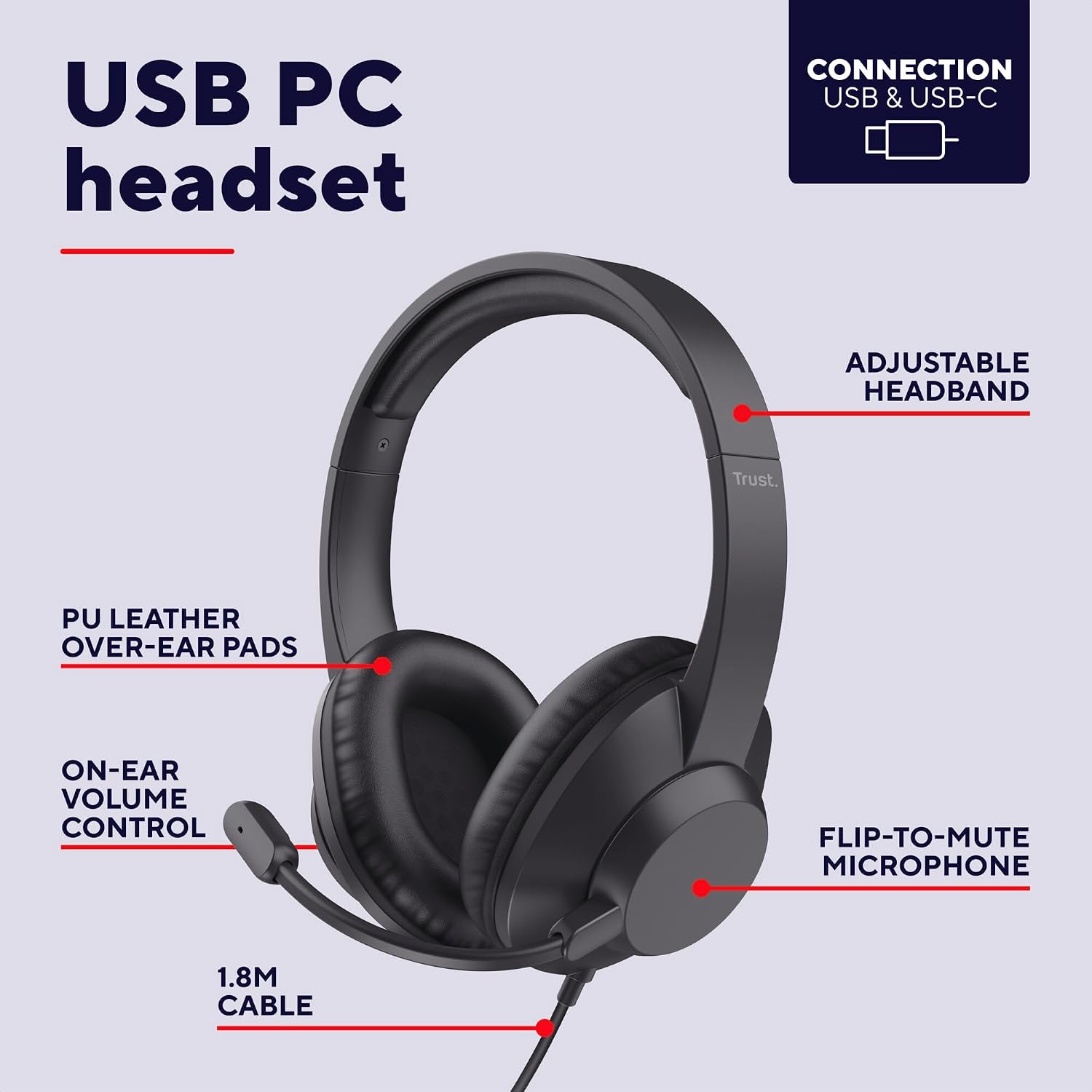 Detalle 2 de Trust Roha II Max USB headset with mic