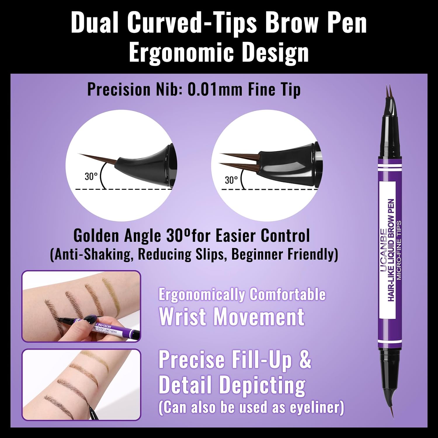Detalle 2 de UCANBE Crayon Sourcils 2-en-1 Effet Microblading - Brun noirâtre