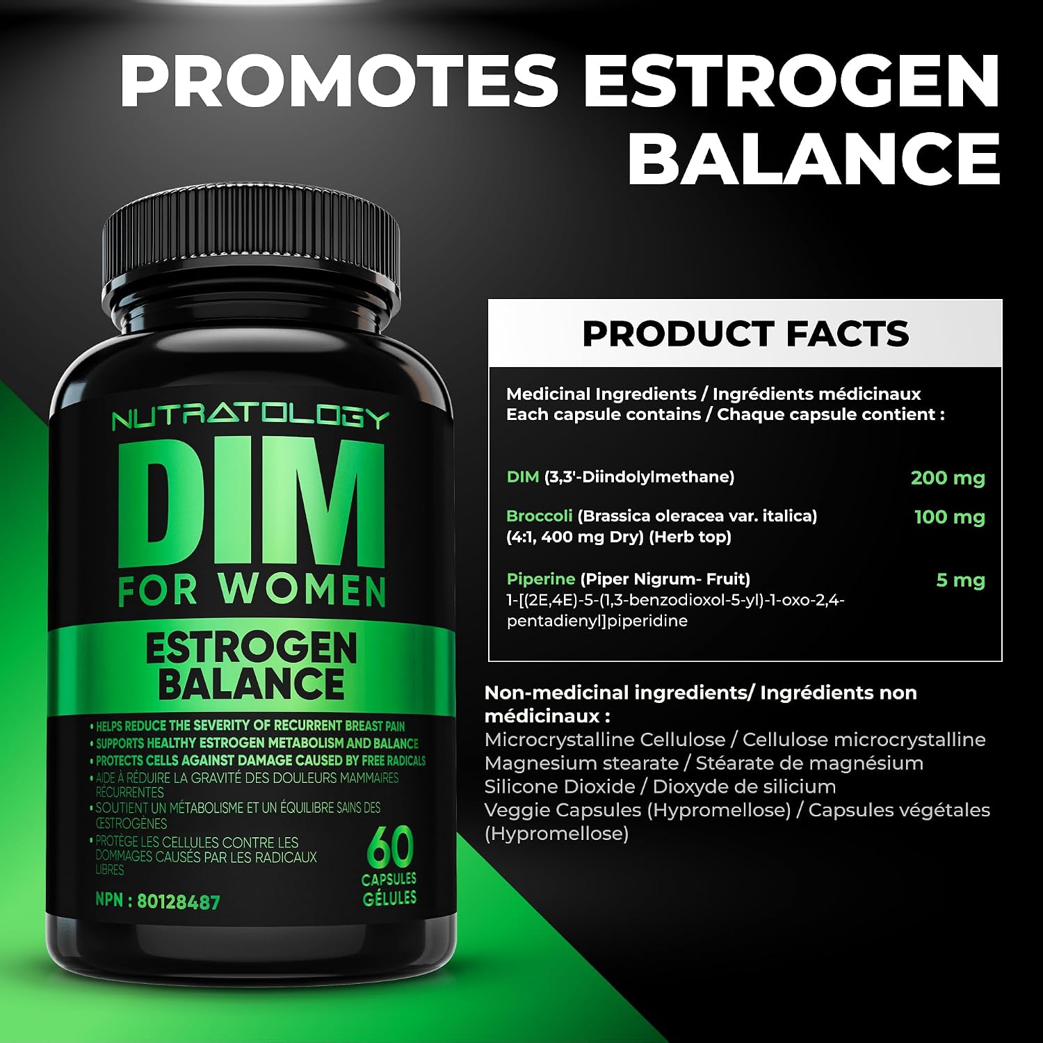 Detalle de Nutratology DIM supplement, 60 capsules