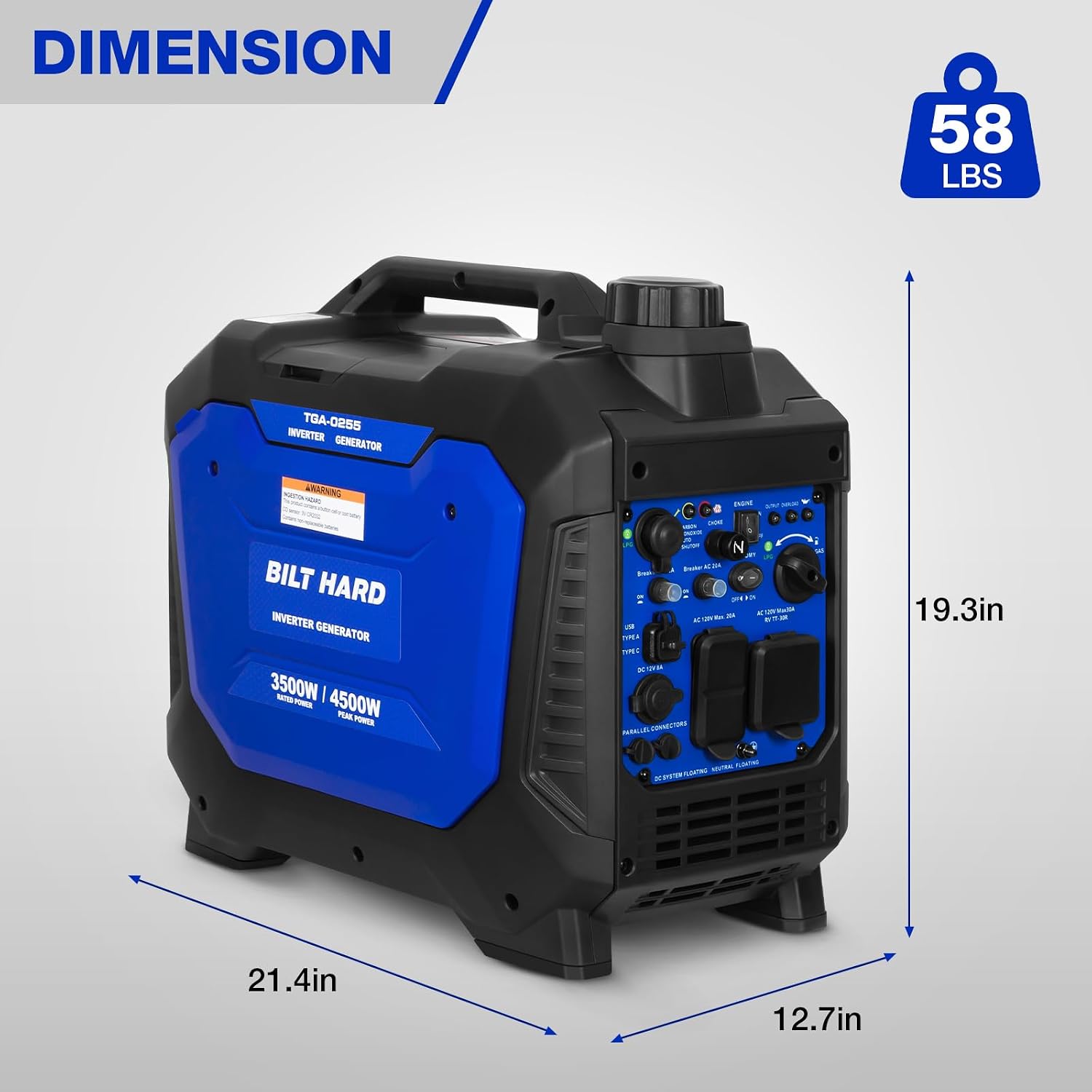 Detalle de BILT HARD Dual-Fuel Generator 4500W