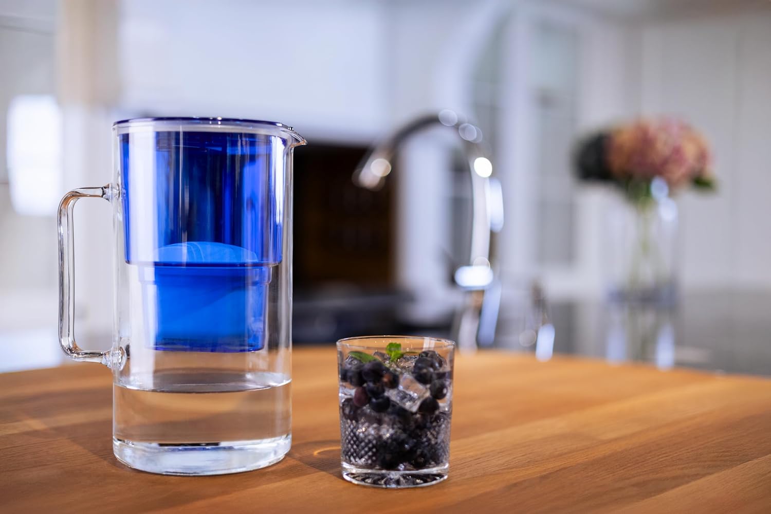 Detalle de Wessper WES201-NB+2 glazen filterkan 3 l met 2 filters, blauw