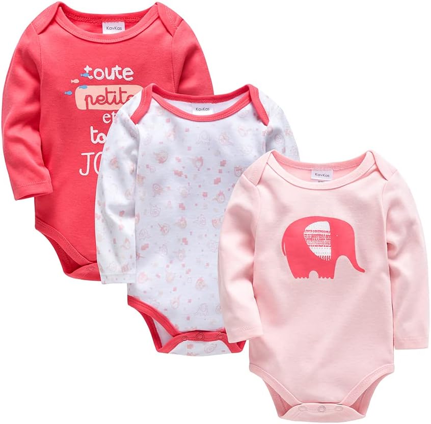 Detalle de wocharm Long Sleeve Baby Bodysuit Vests – 3 Pack
